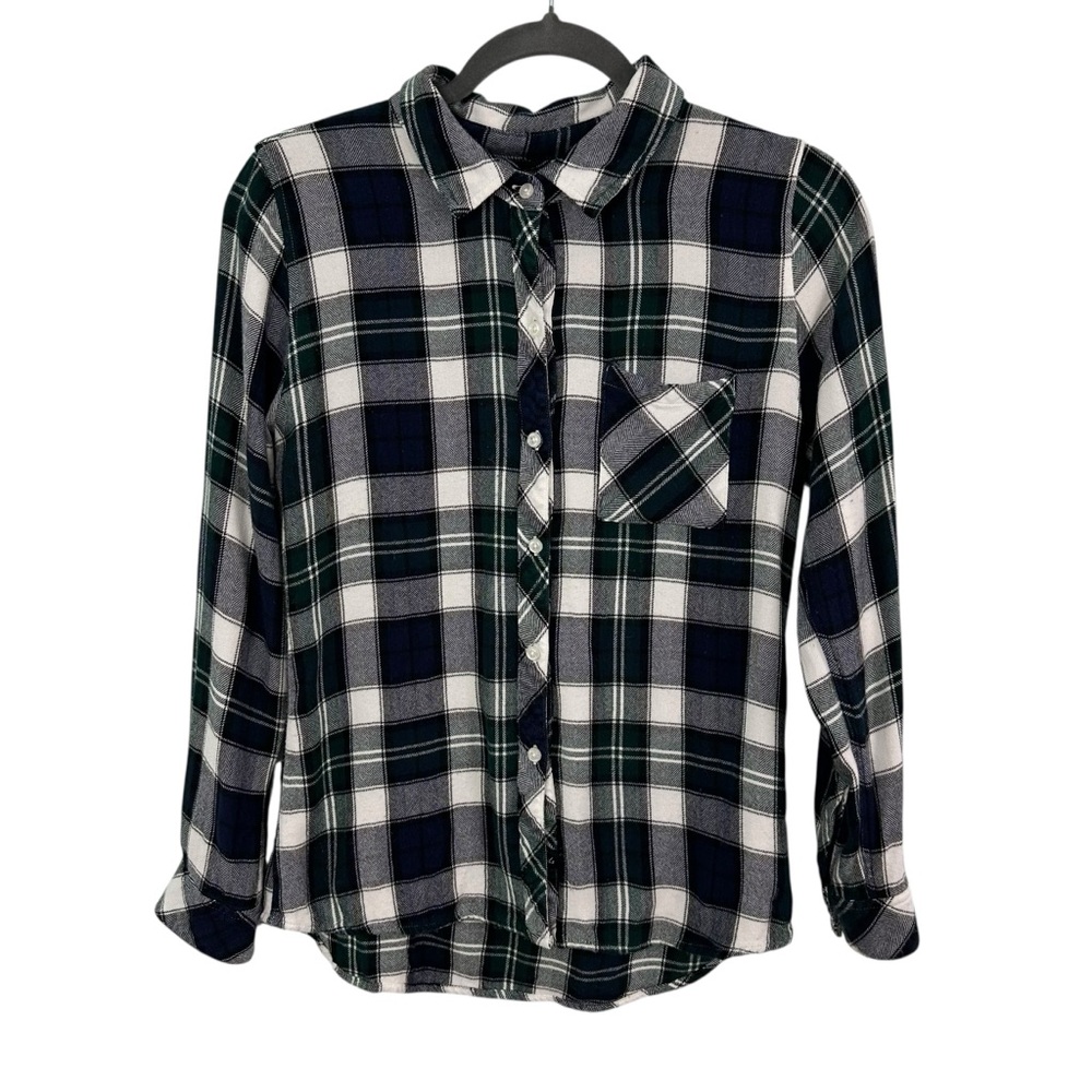 Rails Hunter Plaid Button Down Shirt Navy Green White Ladies Size Small